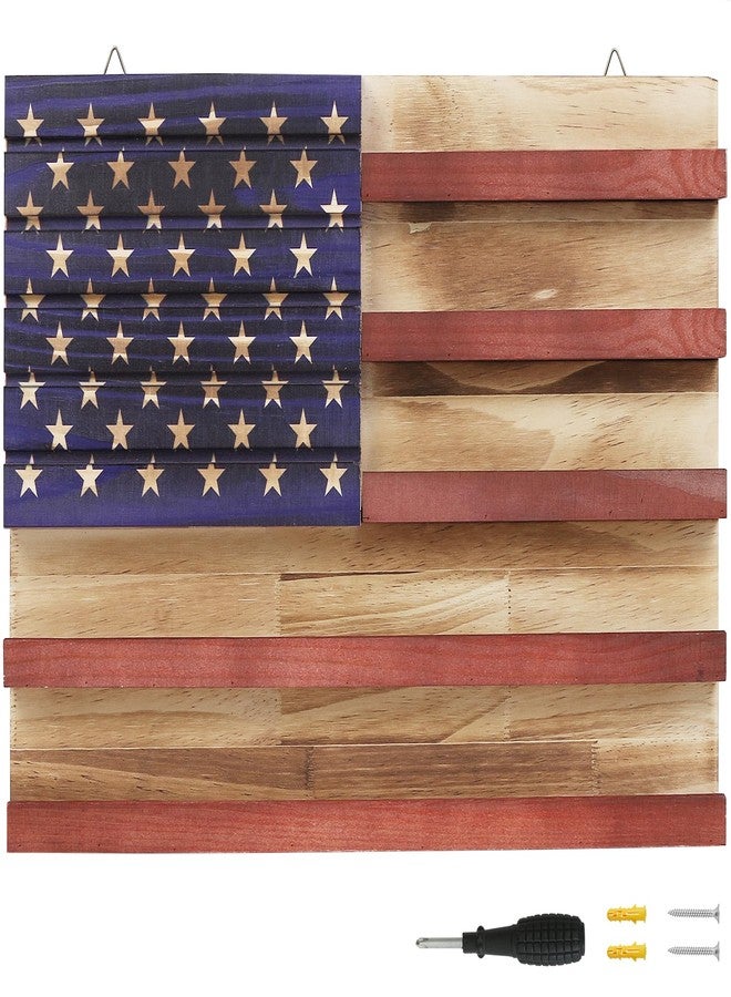 LACGO Challenge Coin Display Wall Mount, Military Coin Display Holder with American Flag, Wooden Coins Collection Stand for Police, Veteran, Patriotic Decor - Image 1